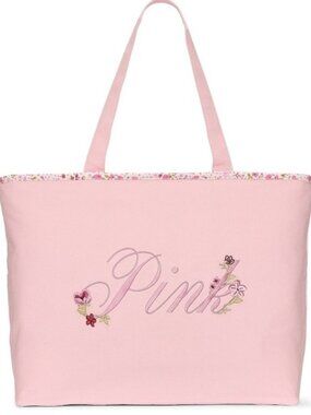Victoria's Secret Pink Floral Canvas Tote Bag
